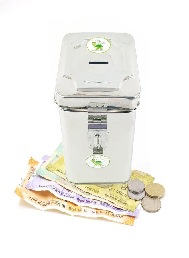 Chef Turtles Stainless Steel Coin Box/Piggy Bank/Gullak/Donation/Suggestion Box/Antique Coin Bank Box Money Organiser for Kids and Adults- 13cm Small - Image 5